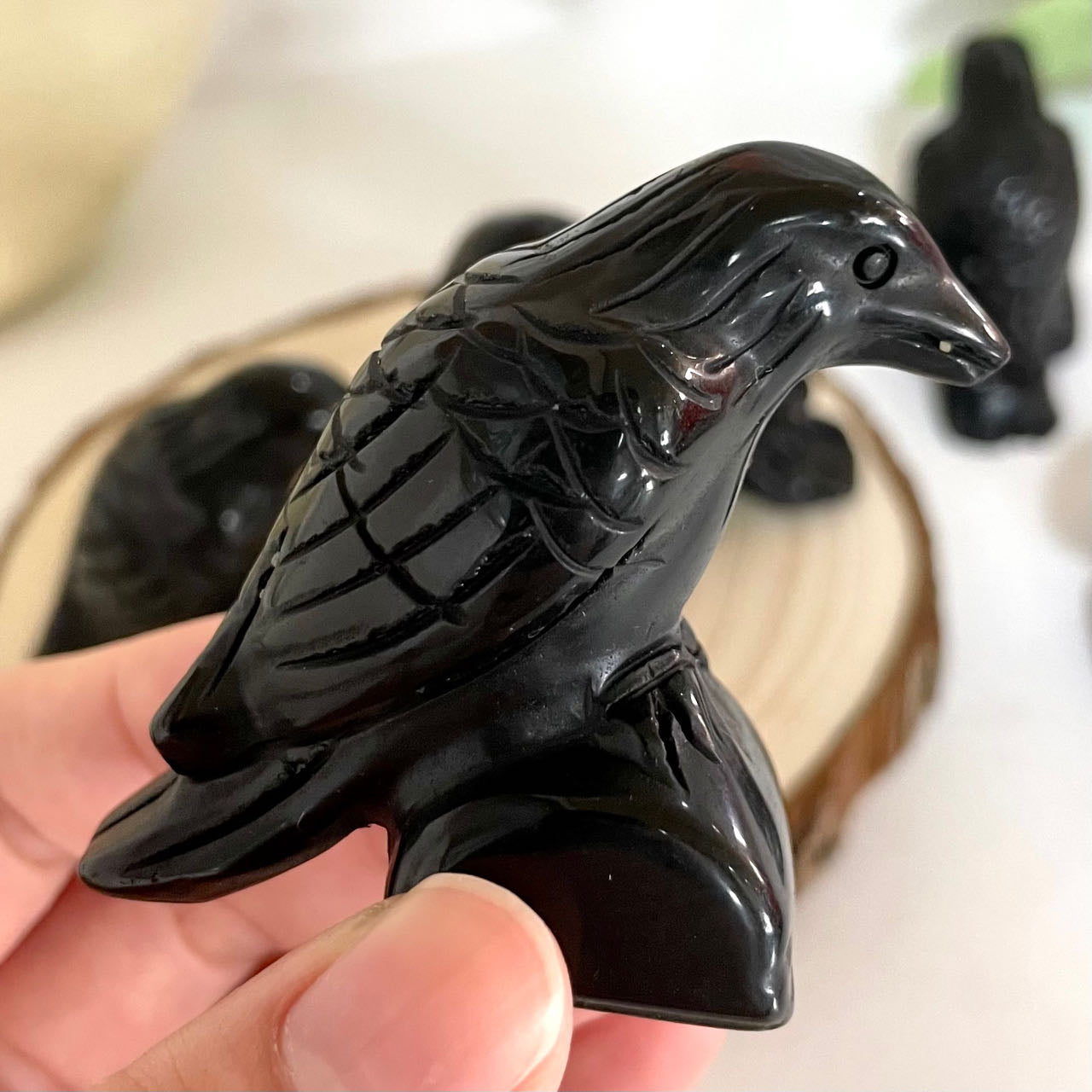Black Obsidian Crow Crystal Healing Stone Home Decoration Stochastic 2PCS From IG Crystal