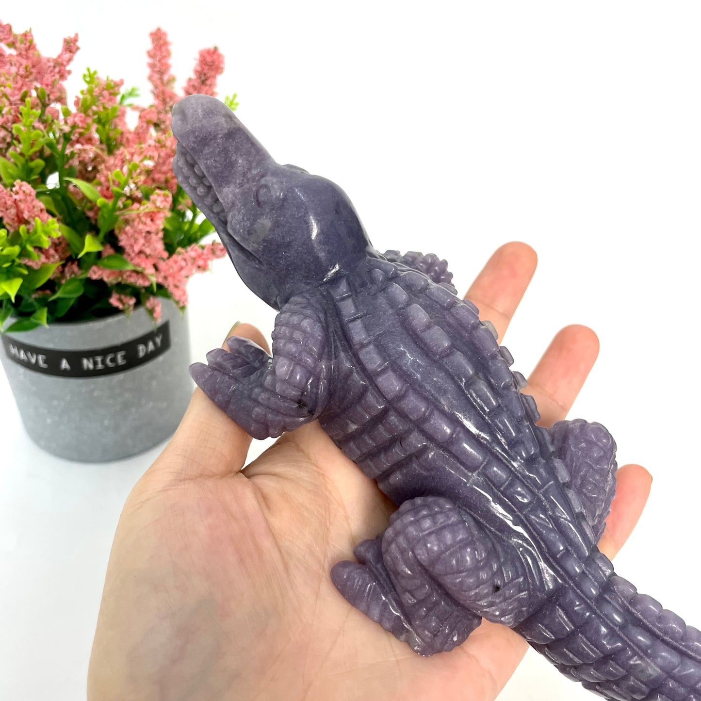 1 Count Purple Aventurine Crocodile Crystal Carving Healing Stones Natural Stone Chakra Balancing Reiki Home Office Decor From IG Crystal