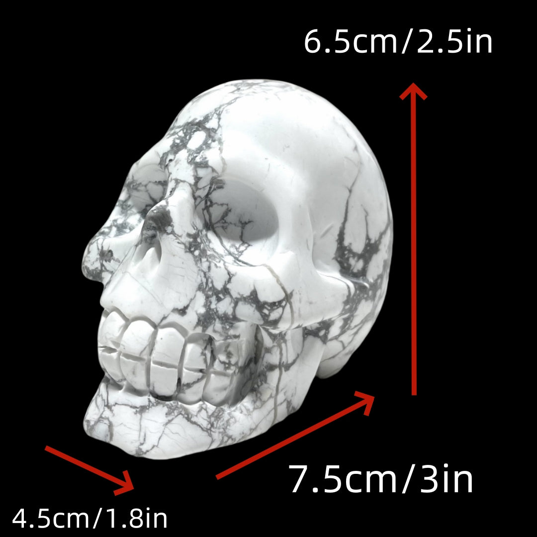 1 Count 3 Inches White Turquoise Skull Crystal Carving Healing Stones Natural Stone Chakra Balancing Reiki Home Office Decor From IG Crystal
