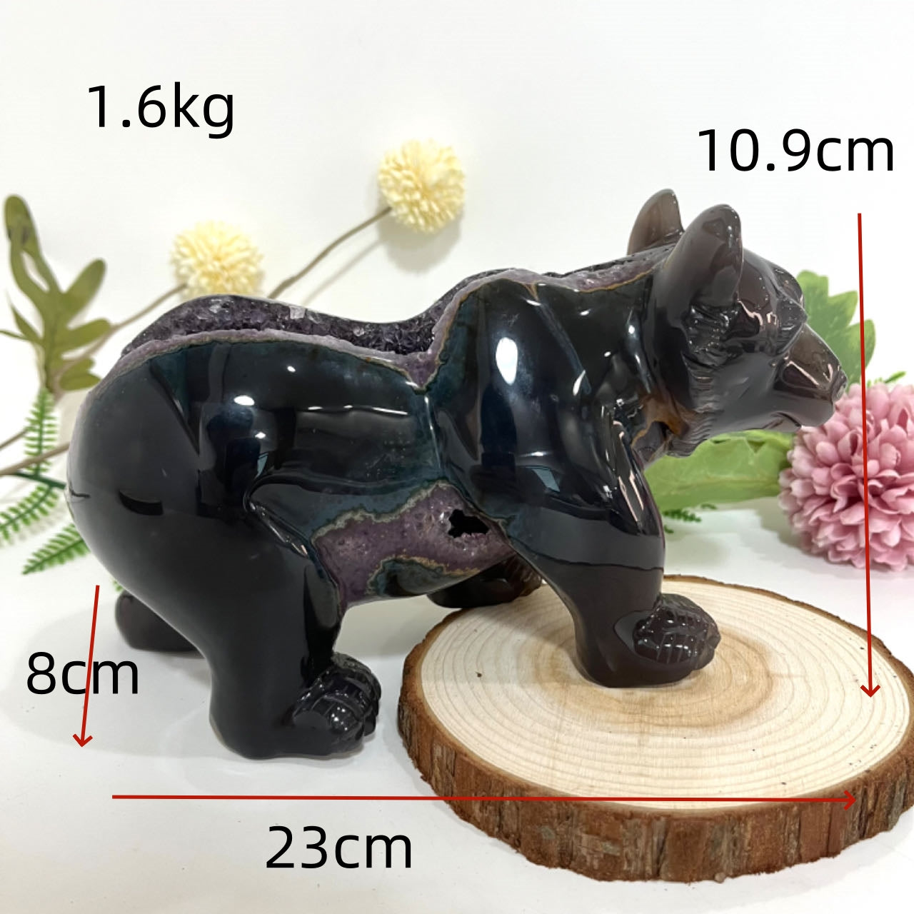 High Quality Hand-Carved Natural Crystal Bear Statue Amethyst From IG Crystal