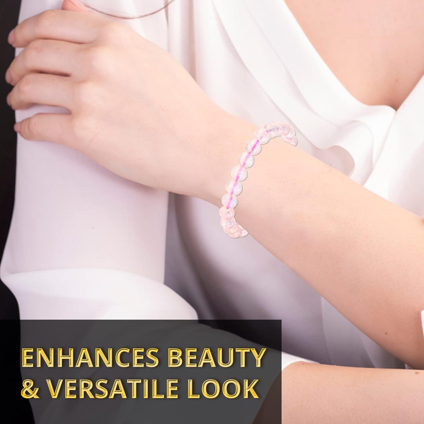 6 Counts Rose Quartz Bead Bracelet – Bracelets for Women, Men And Teens Girls Gifts – 8mm Round Beaded Bracelets – Unisex Elastic Stretchy Gemstones Bracelet Handmade Reiki Mens Bracelet From IG Crystal