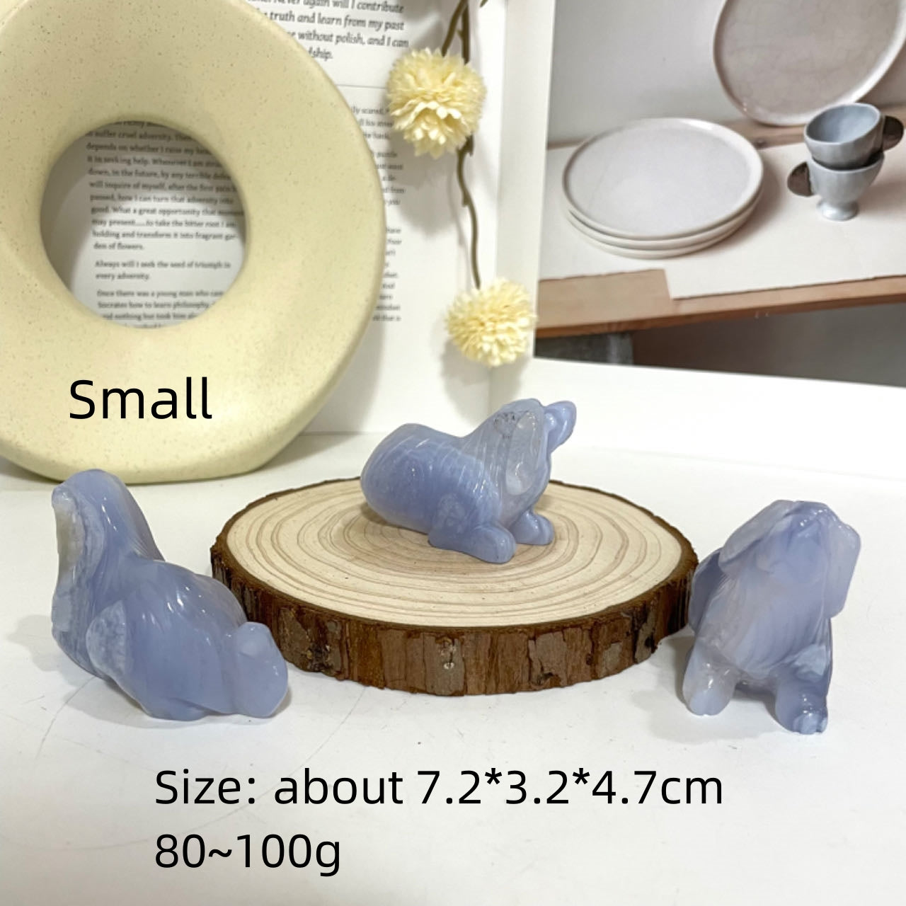 Blue Lace Agate Dog Crystal Healing Stone Home Decoration Stochastic 1PCS From IG Crystal