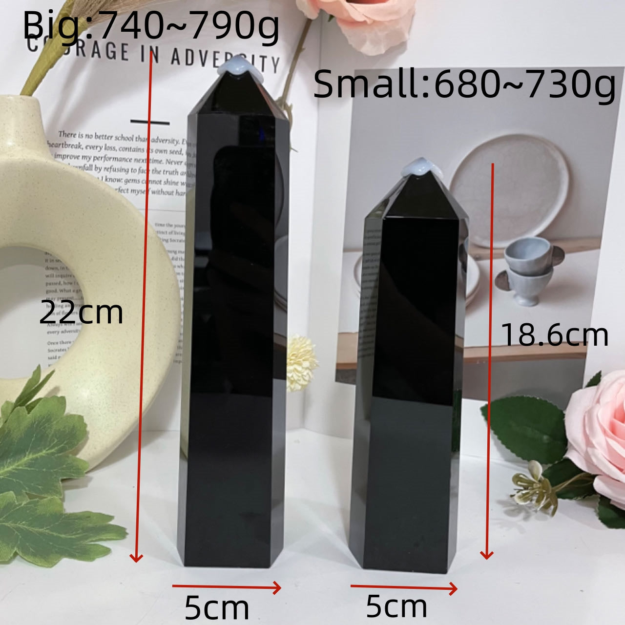 Stochastic 1PCS Large Black Obsidian Crystal Tower Natural Healing Crystal Point Wand Obelisk 6 Faceted Reiki Chakra Meditation Therapy Home Decor Gift From IG Crystal