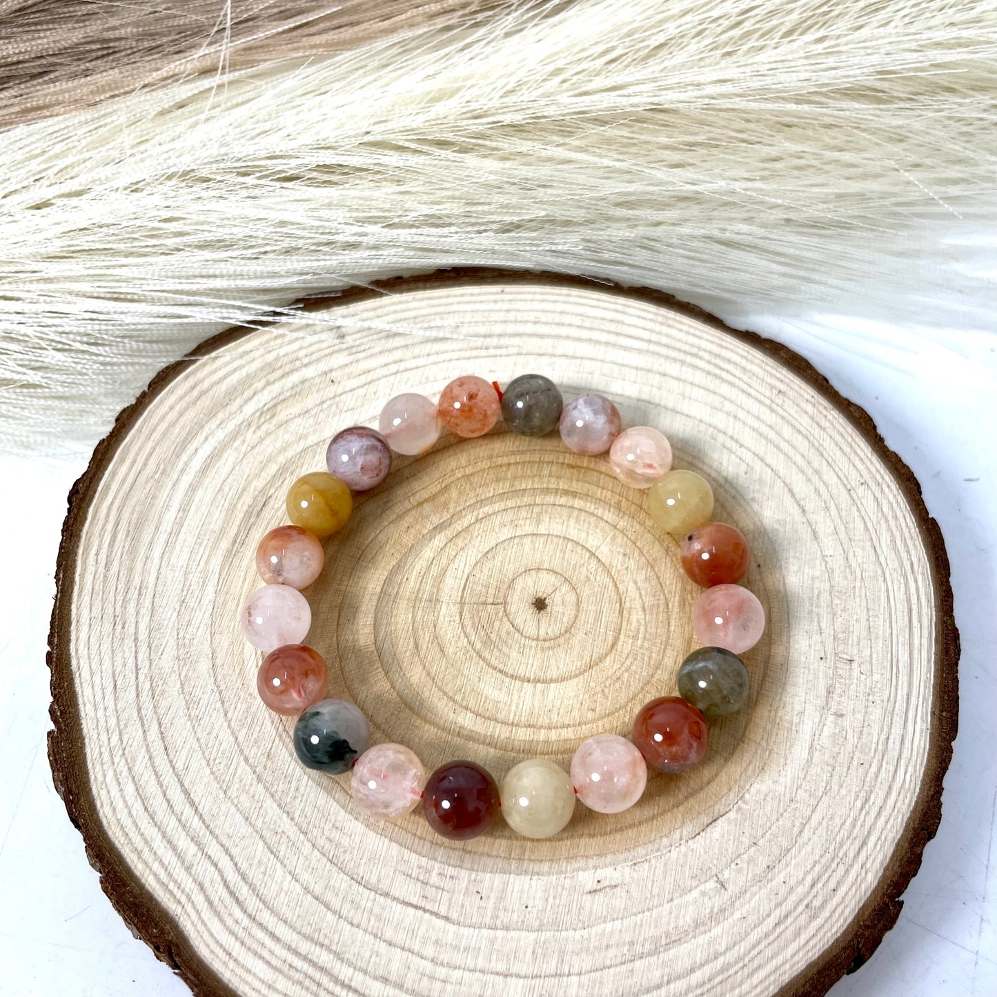 3 Counts Colourful Rabbit Hair Crystal Bracelets 9mm Natural Crystals Healing Crystals Bracelet for Women and Men Teens Crystal Jewelry Shop Pretty Crystals From IG Crystal