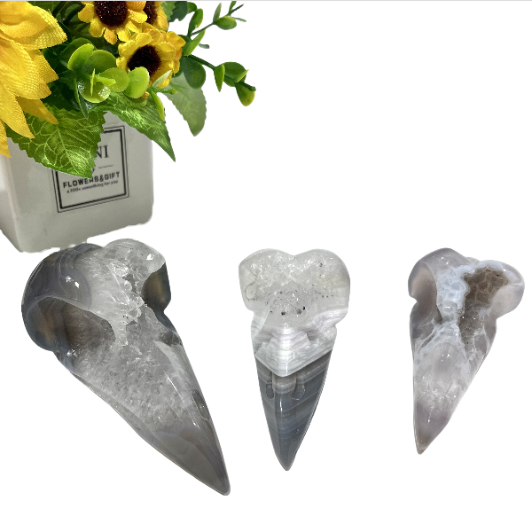3 Counts Crow's Head Geode Crystal Carvings Natural Stone Gem Mining Chakra Balancing Reiki Healing Crystal Mystery Crystal Display Crystal Shopping Online Home Office Decor From IG Crystal