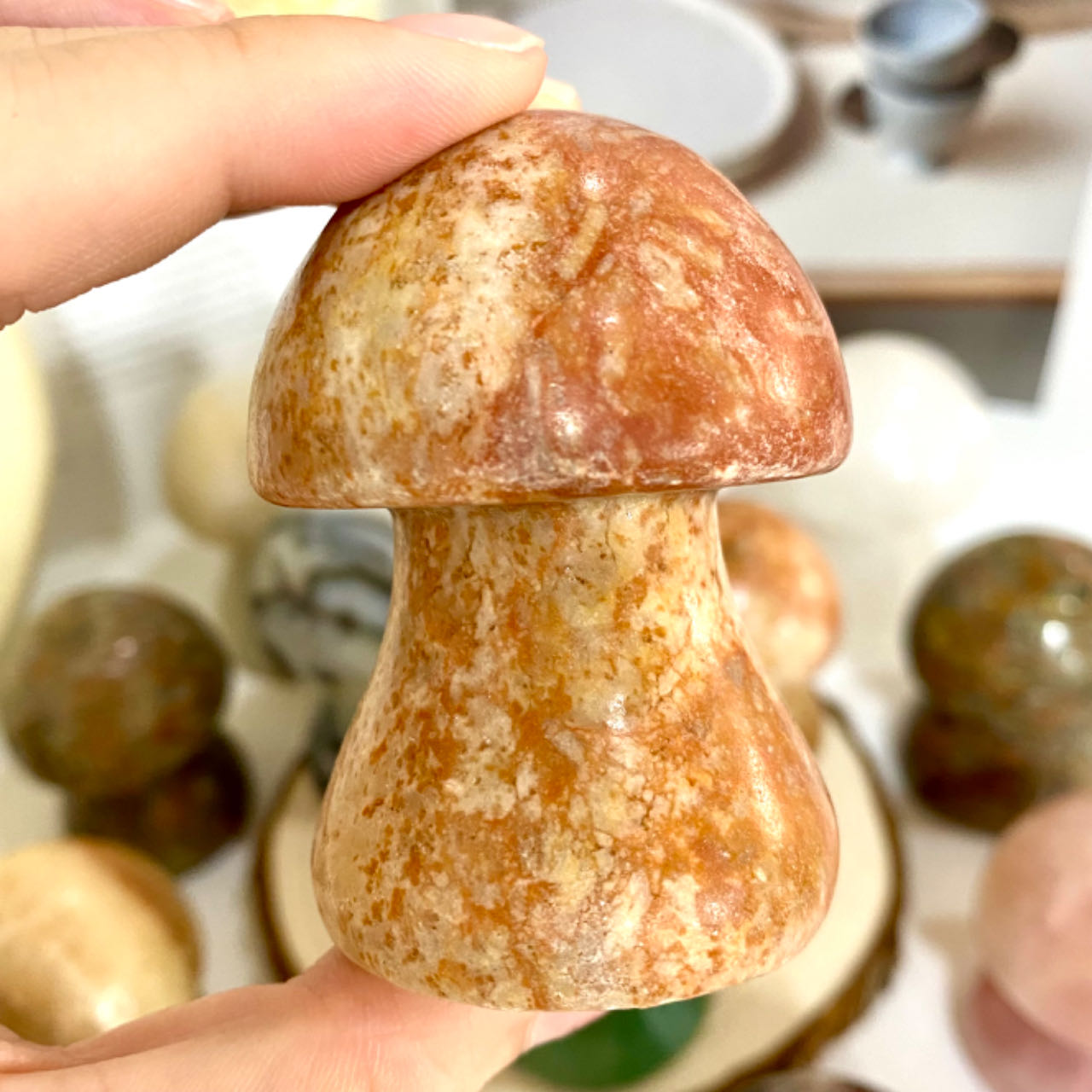 Stochastic 2PCS Different Maerail Big And Small Mushroom Crystals Set From IG Crystal
