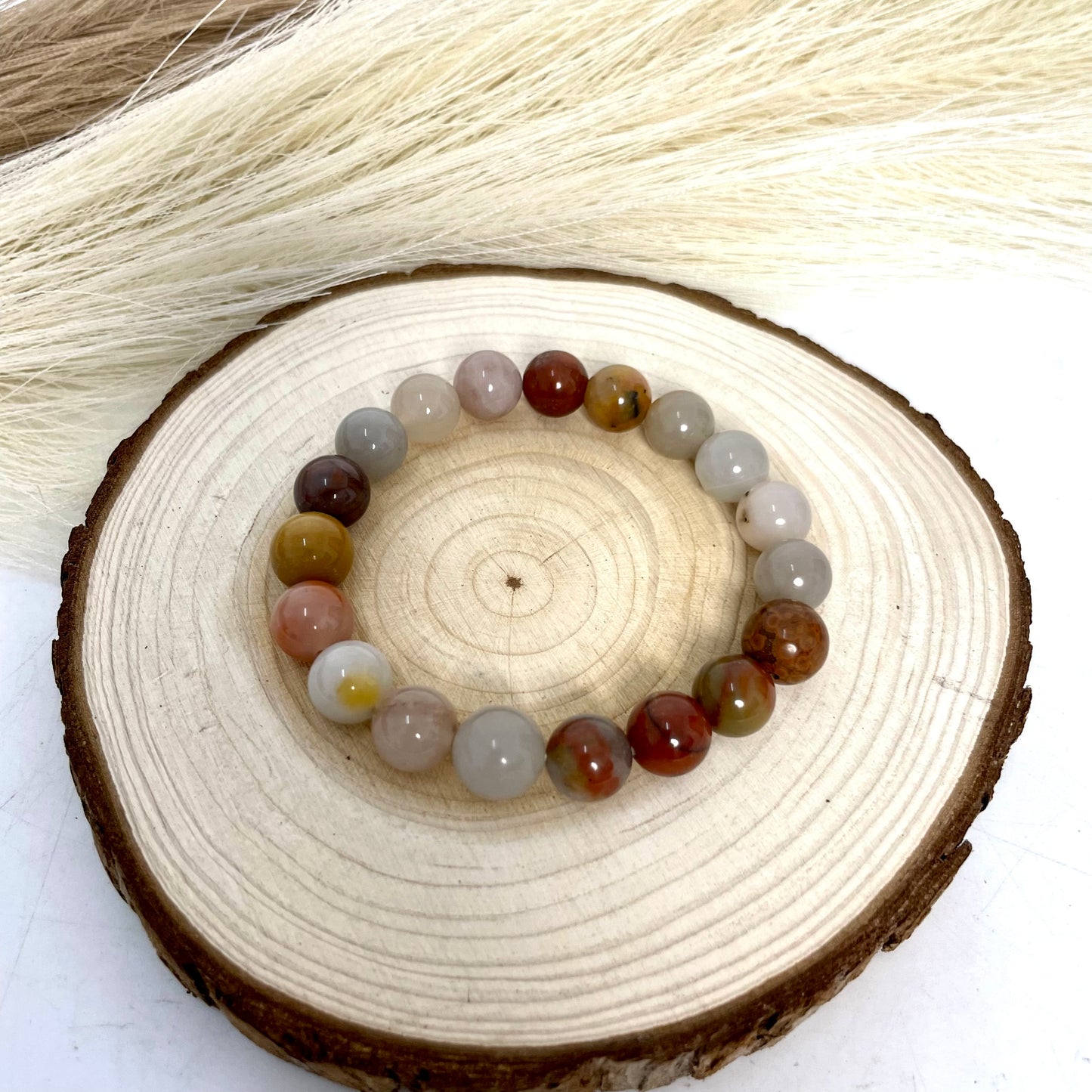8 Counts Three-colour Jade Bracelets 9~10mm Natural Crystals Healing Crystals Bracelet for Women and Men Teens Crystal Jewelry Shop Pretty Crystals From IG Crystal
