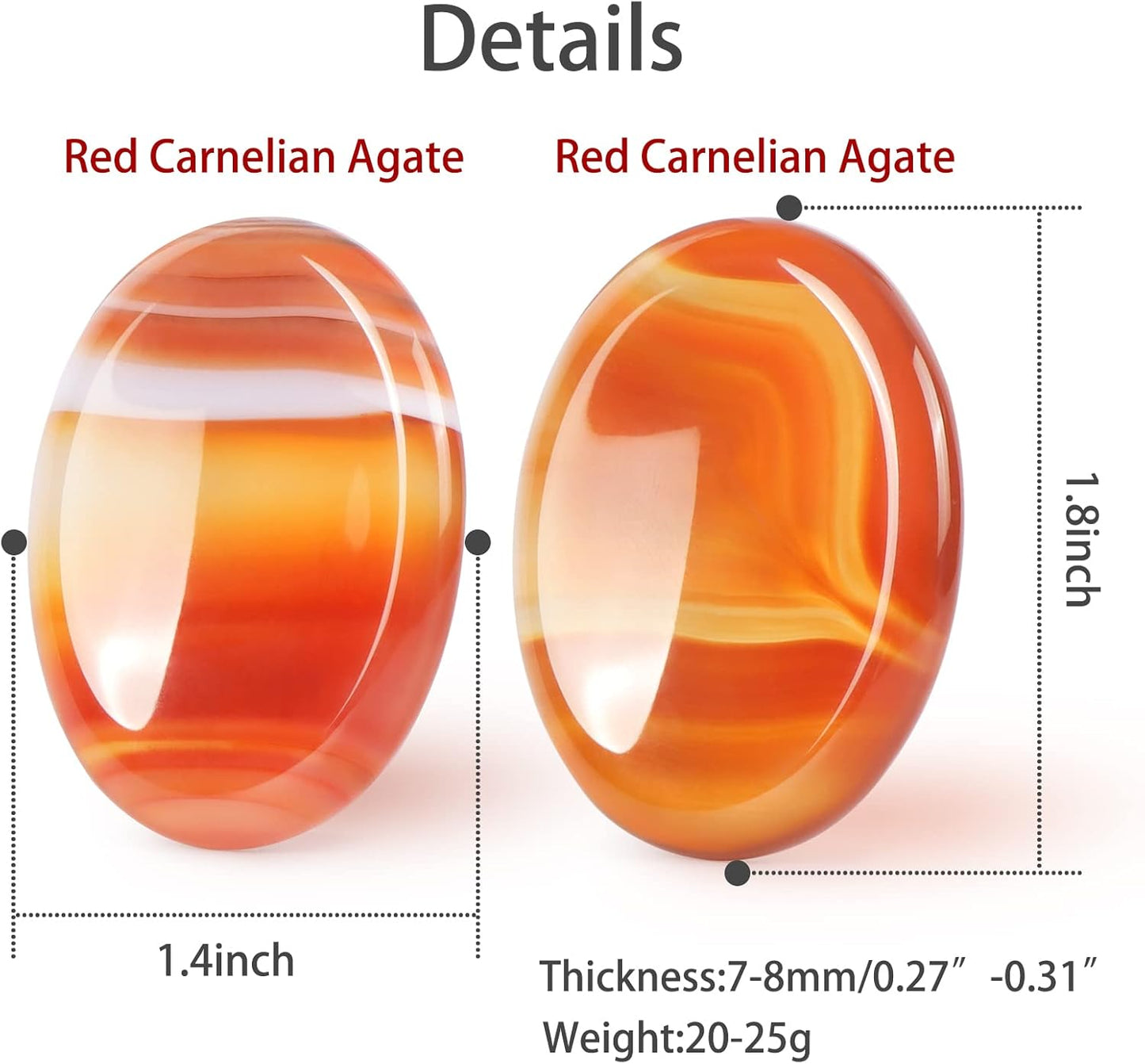 IG Crystal Thumb Worry Stones for Anxiety Healing Crystals Sets 8 Counts Red Carnelian Agate Hand Carved Gemstone Pocket Palm Stone Meditation Reiki Chakra