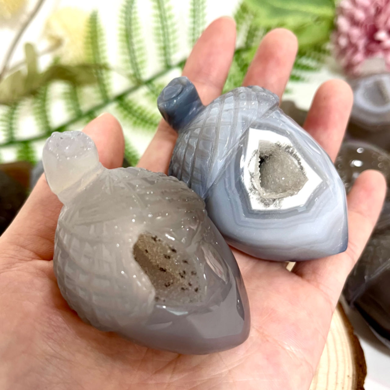 Any 2PCS Druzy Pine Cones Natural Raw Geode From IG Crystal