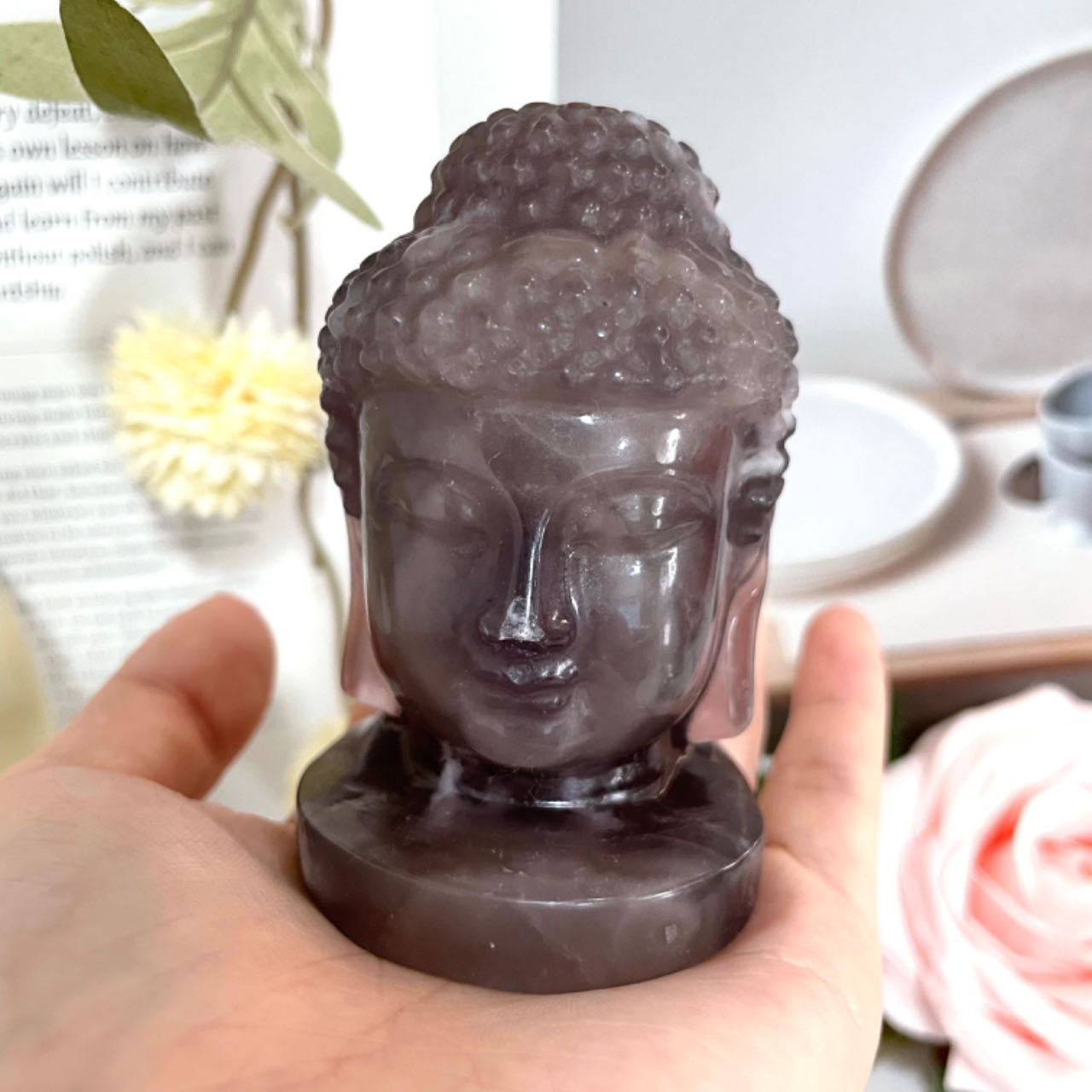 Amethyst Crystal Buddha Head Statue Stochastic 1PCS From IG Crystal