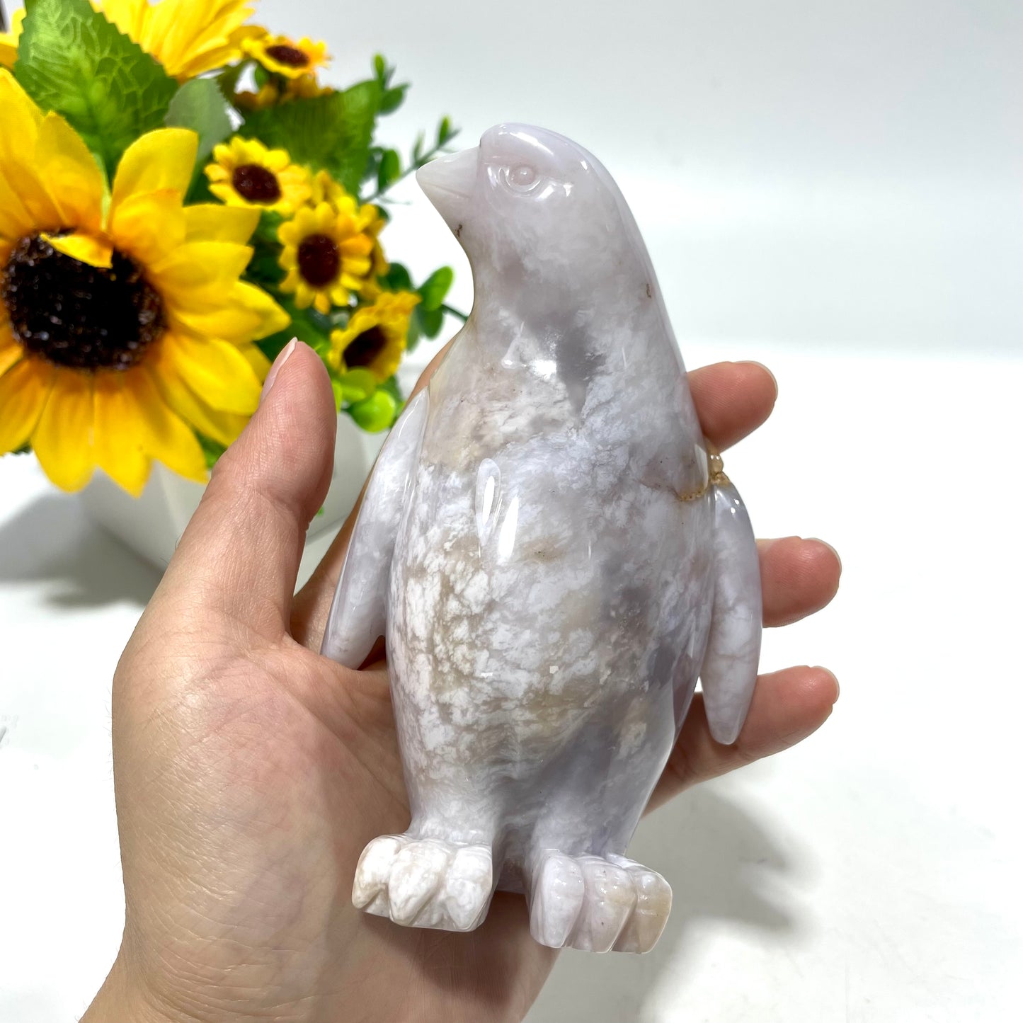 Blue Chalcedony Penguin Crystal Carving Natural Stone Gem Mining Chakra Balancing Reiki Healing Crystal Mystery Crystal Display Crystal Shopping Online Home Office Decor From IG Crystal