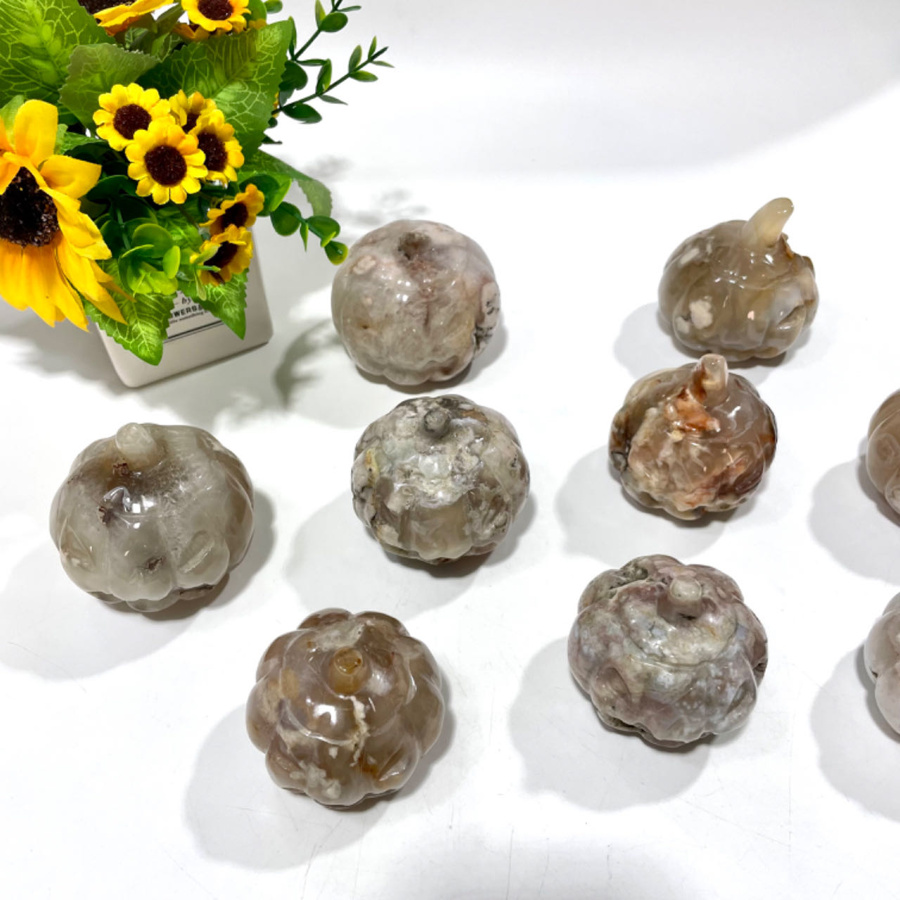 Halloween Pumpkin 1 Count Pink Flower Agate Pumpkin Crystal Healing Crystal Gem Reiki Healing Home Decor Crystal Jewelry Shop Pretty Crystals From IG Crystal
