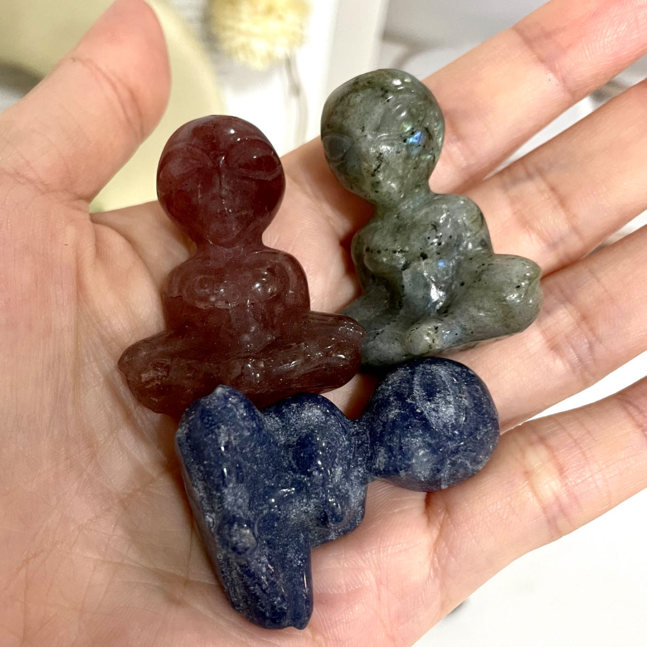 Different Maerail High Quality Natural Ultraman Buddha Crystals 3 Counts Healing Stone Home decoration From IG Crystal