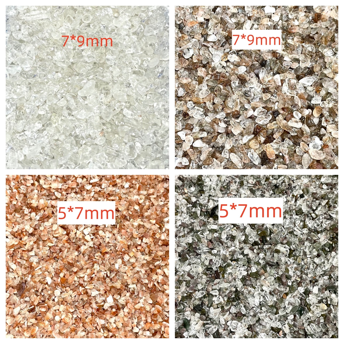 1 KG Different Materials Crystal Chips Sets Rose Quartz Green Phantom Quartz Green Aventurine Sun Stone Tourmaline Prehnite Citrine Clear Quartz Amethyst White Turquoise Super 8 Strawberry Quartz High Quality Natural Crystals From IG Crystal