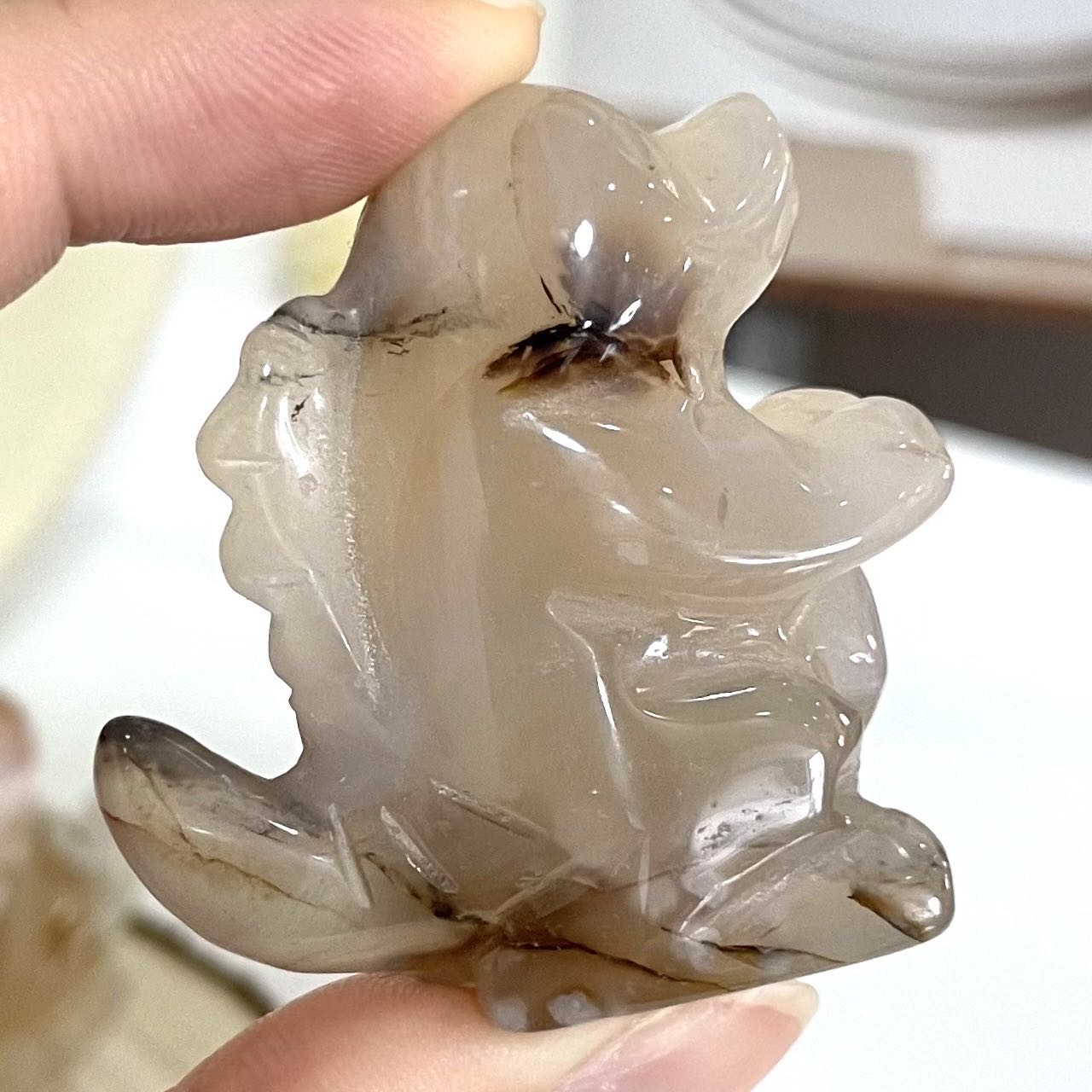 2PCS Small Dinosaur Crystal Pink Flower Agate Healing Crystal Home Decoration From IG Crystal