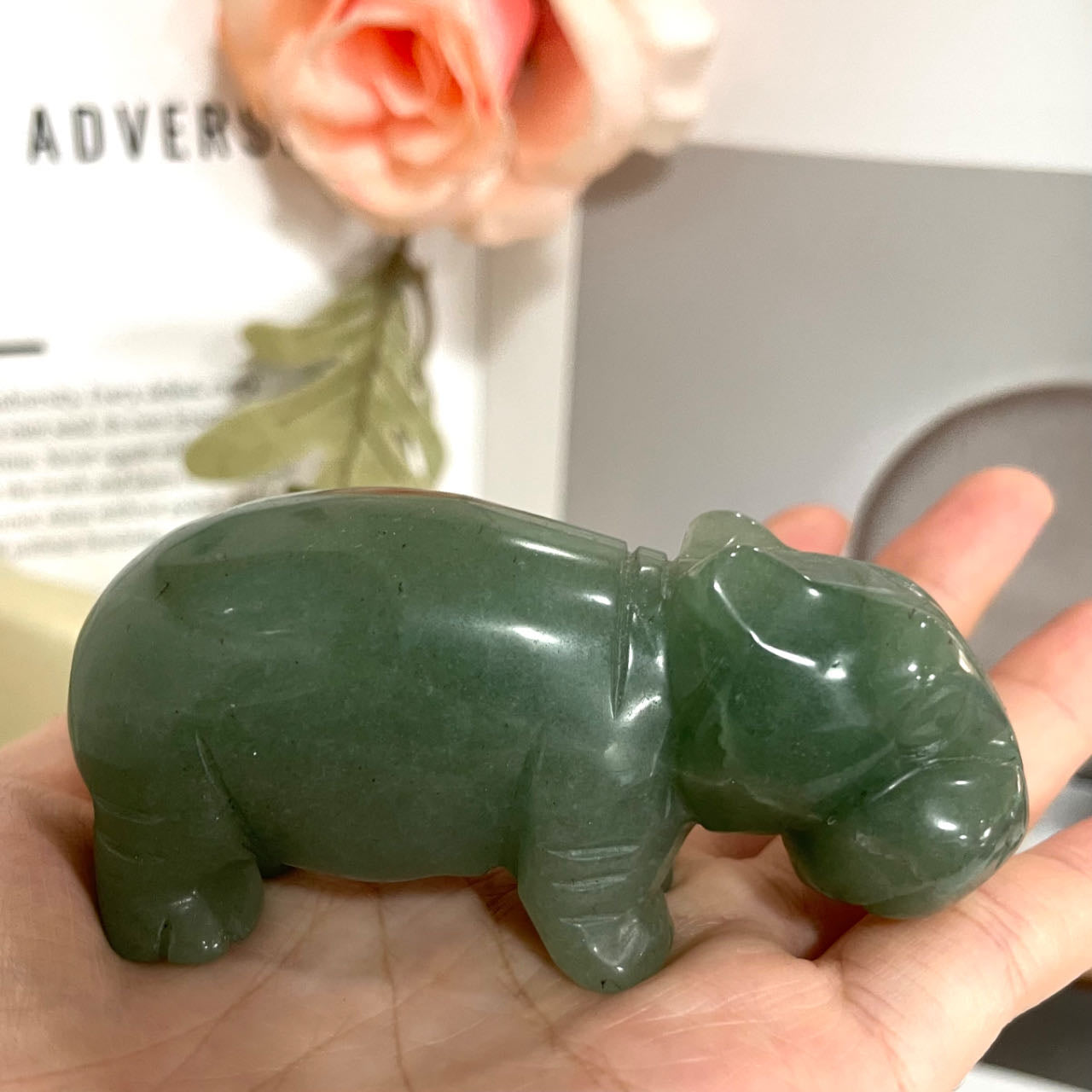 Green Aventurine Hippo Crystal Healing Stone Home Decoration From IG Crystal