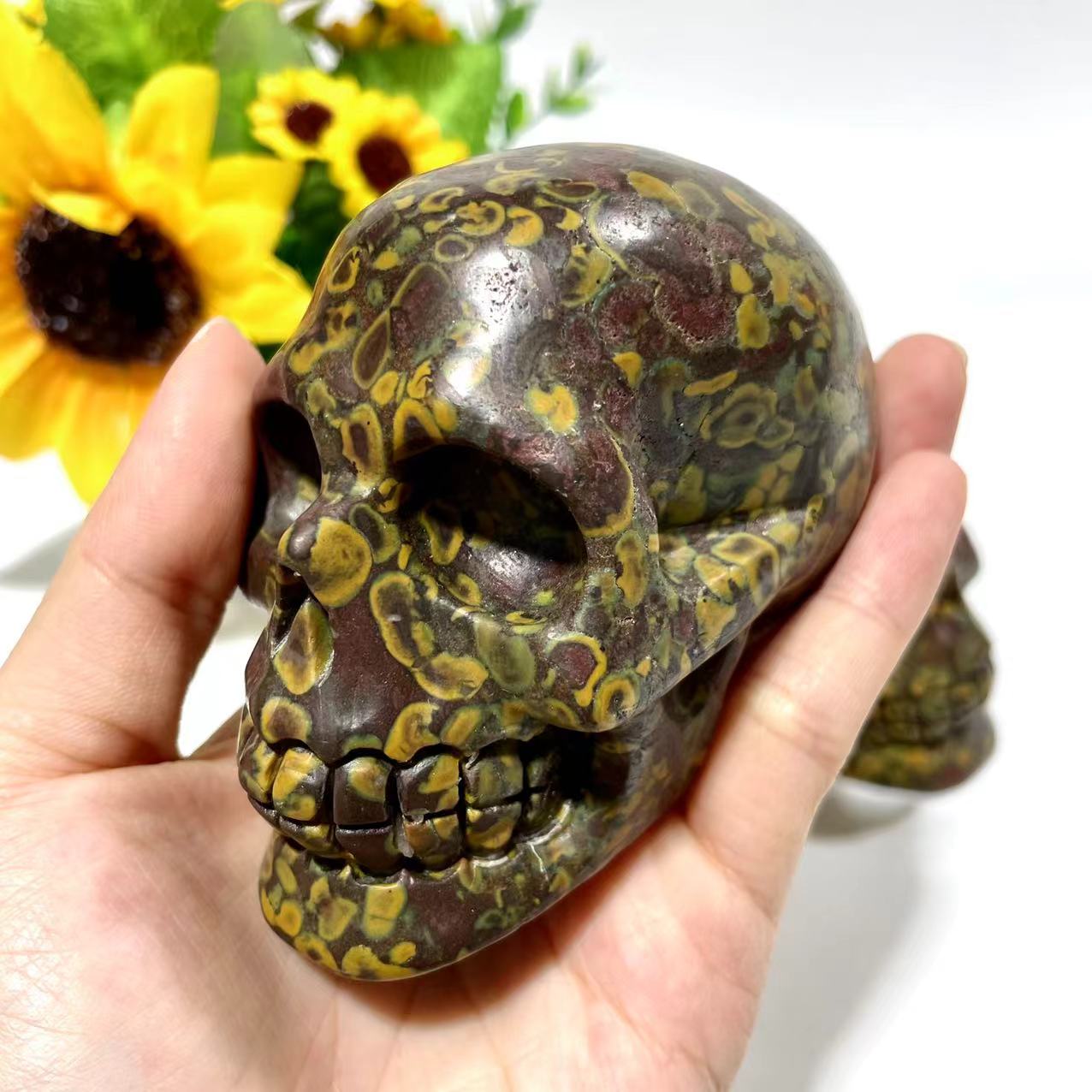 1 Count Fruit Jasper Skull Crystal Carving Natural Stone Gem Mining Chakra Balancing Reiki Healing Crystal Mystery Crystal Display Crystal Shopping Online Home Office Decor From IG Crystal