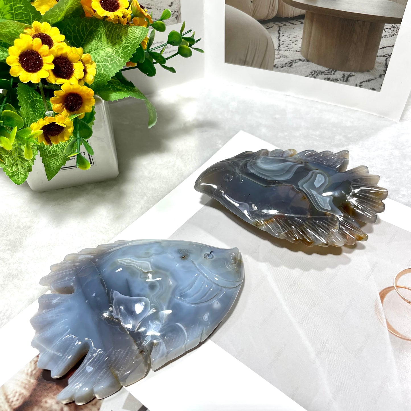 1 Count Fish Crystal Carving Healing Stones Natural Stone Chakra Balancing Reiki Home Office Decor From IG Crystal