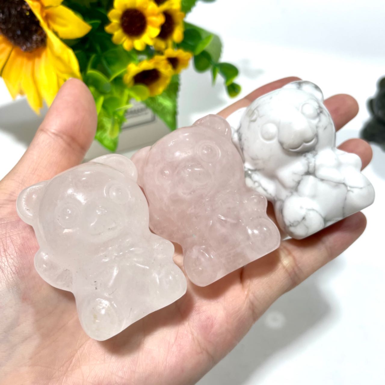 3 Counts Different Materials Cute Bear Crystal Carvings Natural Stone Gem Mining Chakra Balancing Reiki Healing Crystal Mystery Crystal Display Crystal Shopping Online Home Office Decor From IG Crystal