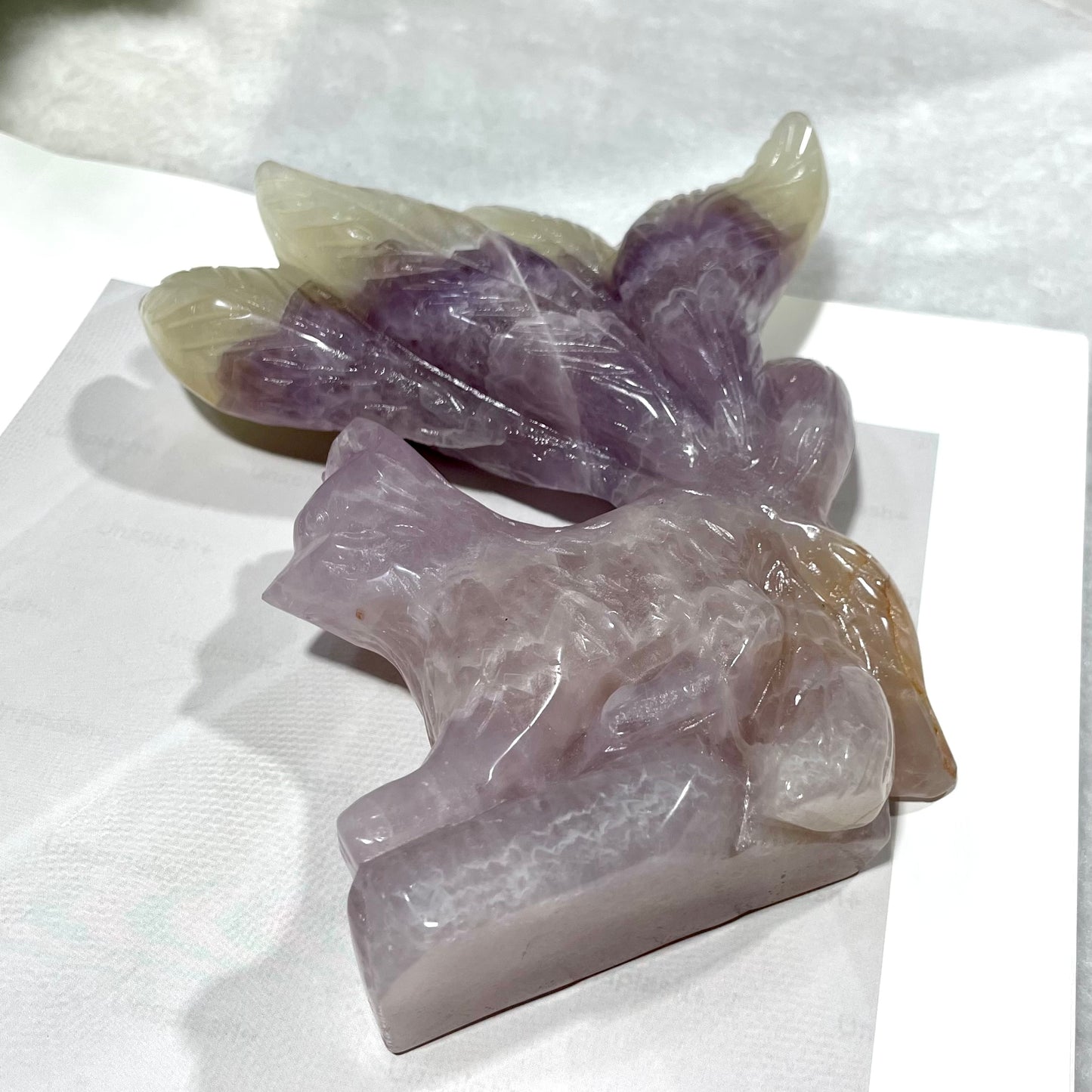 1 Count Amethyst Nine-tailed Fox Crystal Carving Healing Stones Natural Stone Chakra Balancing Reiki Home Office Decor From IG Crystal