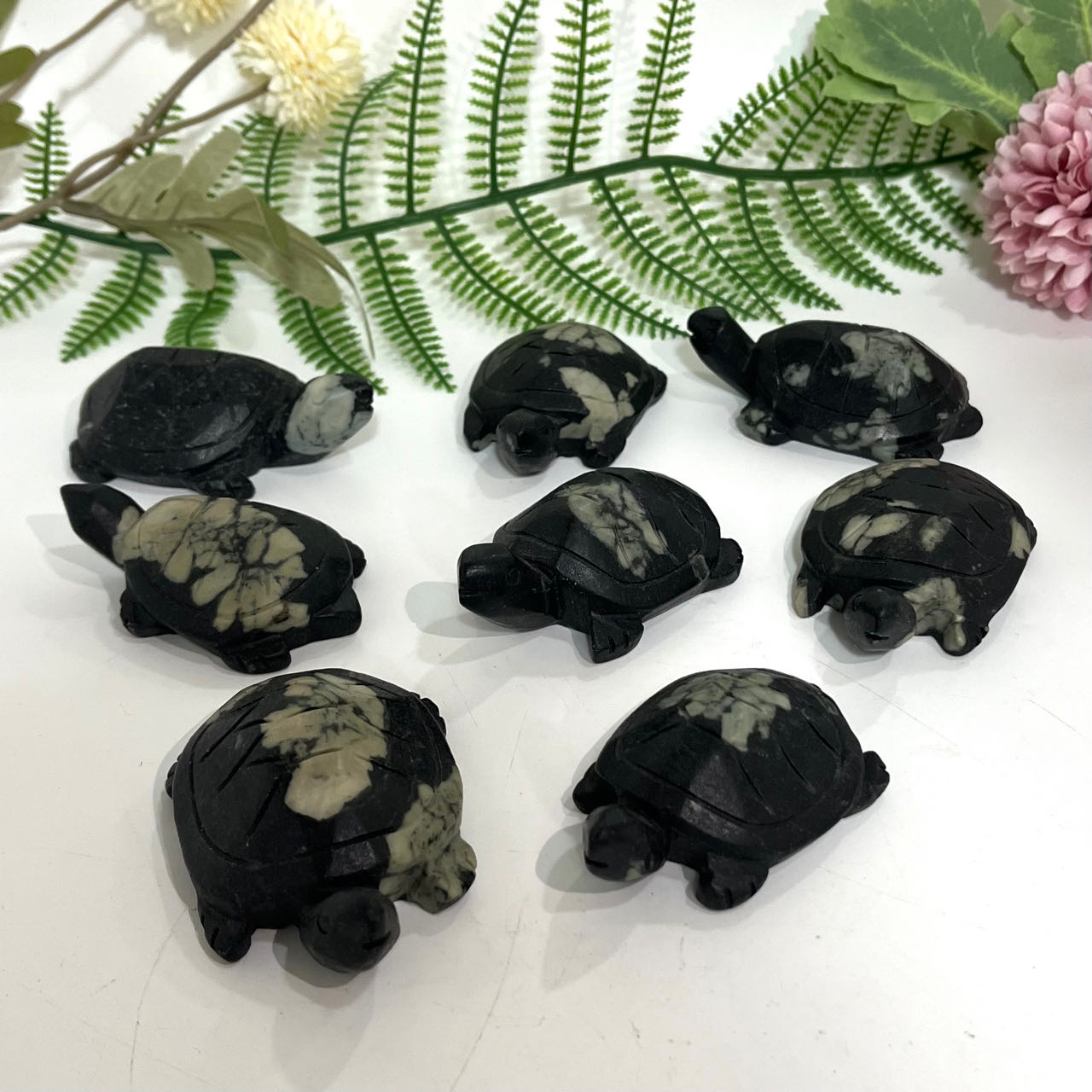 2PCS Turtle High Quality Natural Peony Stone From IG Crystal