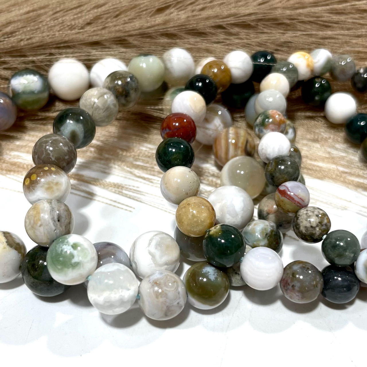 3 Counts Ocean Jasper Crystal Bracelet 7~11mm Energy Healing Crystals Jewelry for Women DIY Bracelet From IG Crystal