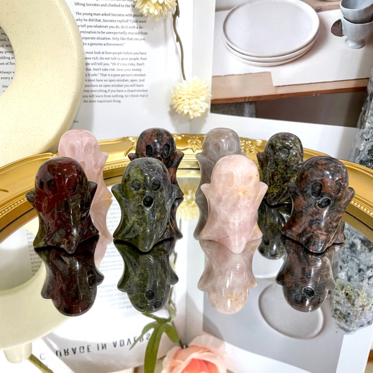 Different Maerail Small Ghost Crystal Rose Quartz Dragon Blood Red Jasper Stochastic 10PCS From IG Crystal