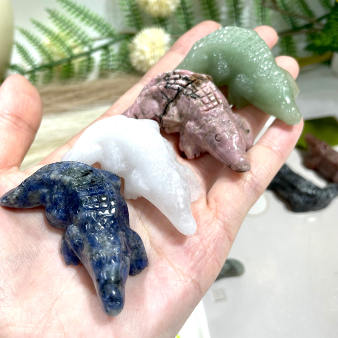 5 Counts Different Material Crocodile Crystal Lavakite Red Obsidian Fire Quartz Strawberry Quartz Opalite Green Aventurine Healing Stone Home Decoration From IG Crystal
