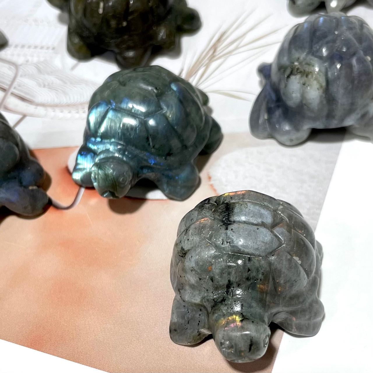 3 Counts Labradorite Tortoise Crystal Healing Crystal Home Decoration From IG Crystal