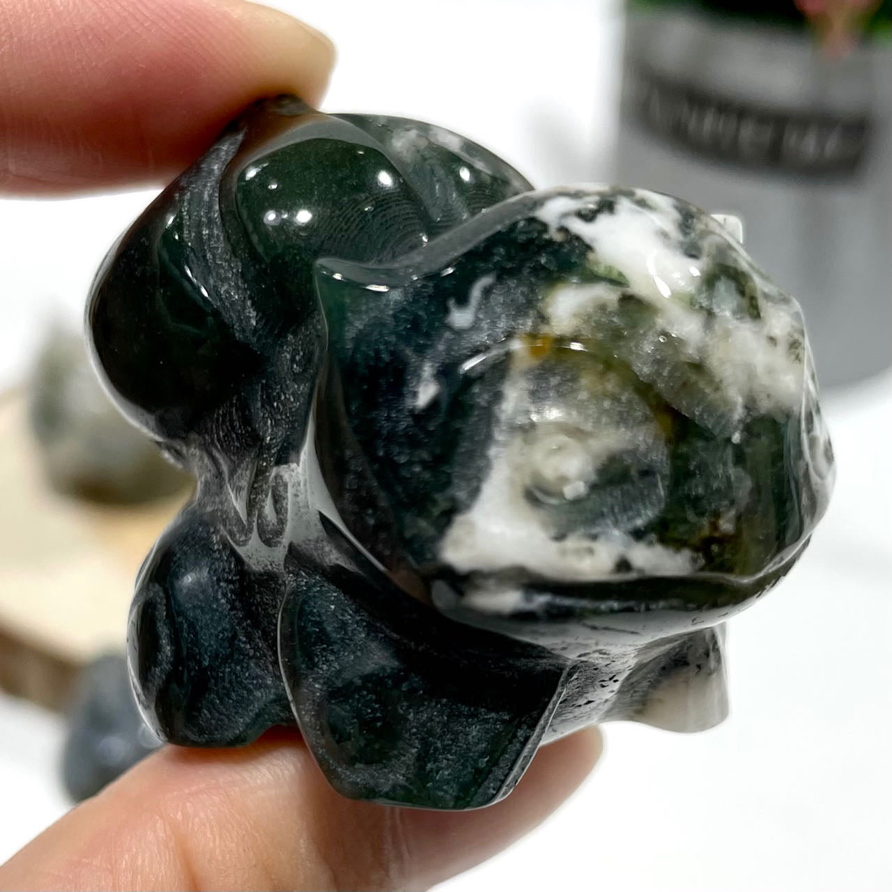 2 Counts Moss Agate Bulbasaur Crystal 2 Inches Natural Gemstone Semi Precious Healing Crystals Enhance Positive Energy Home Decoration From IG Crystal