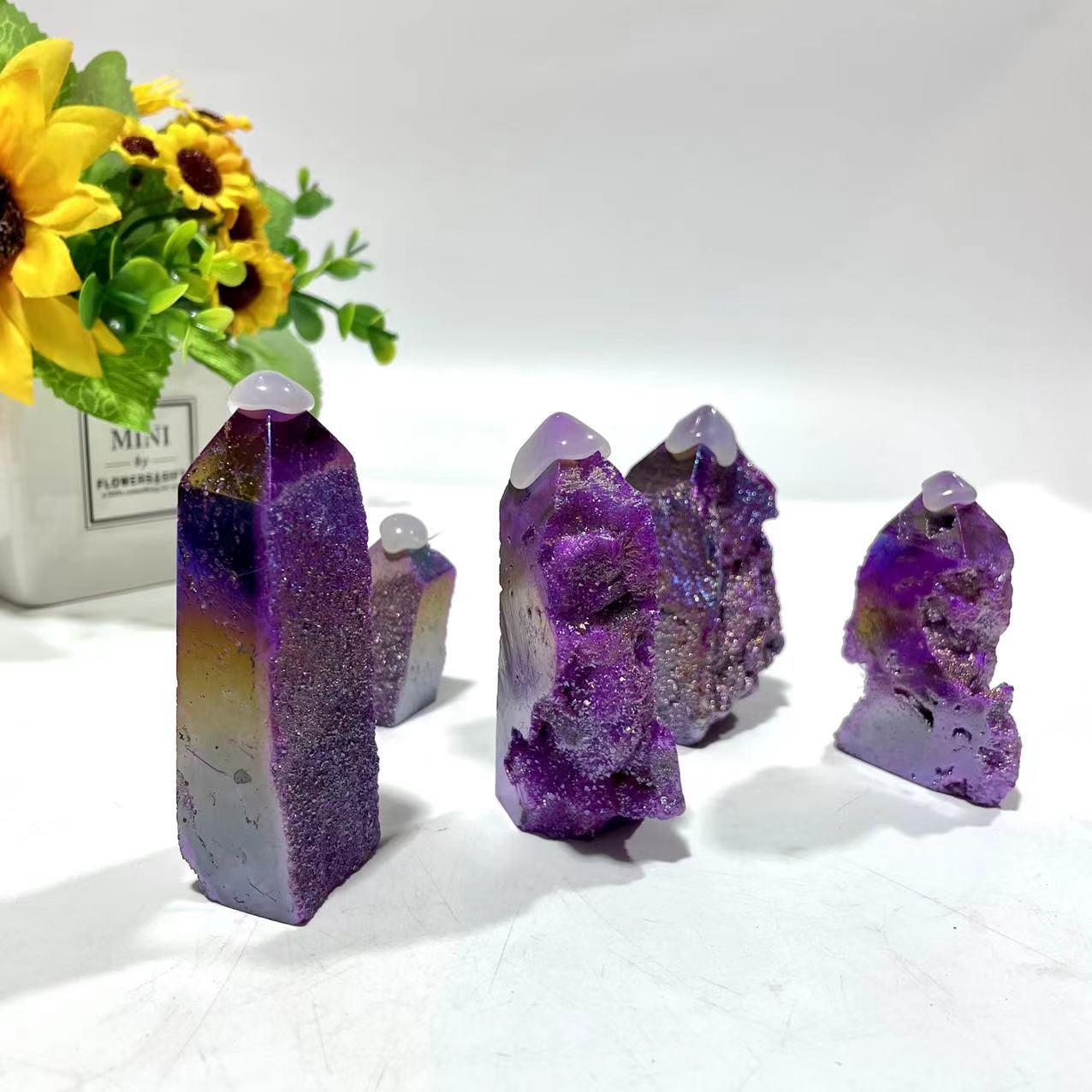 5~7 Counts 500G Purple Sphalerite Wand Unnatural Stone Artificial Crystal Gem Mining Chakra Balancing Reiki Healing Crystal Mystery Crystal Display Crystal Shopping Online Home Office Decor From IG Crystal