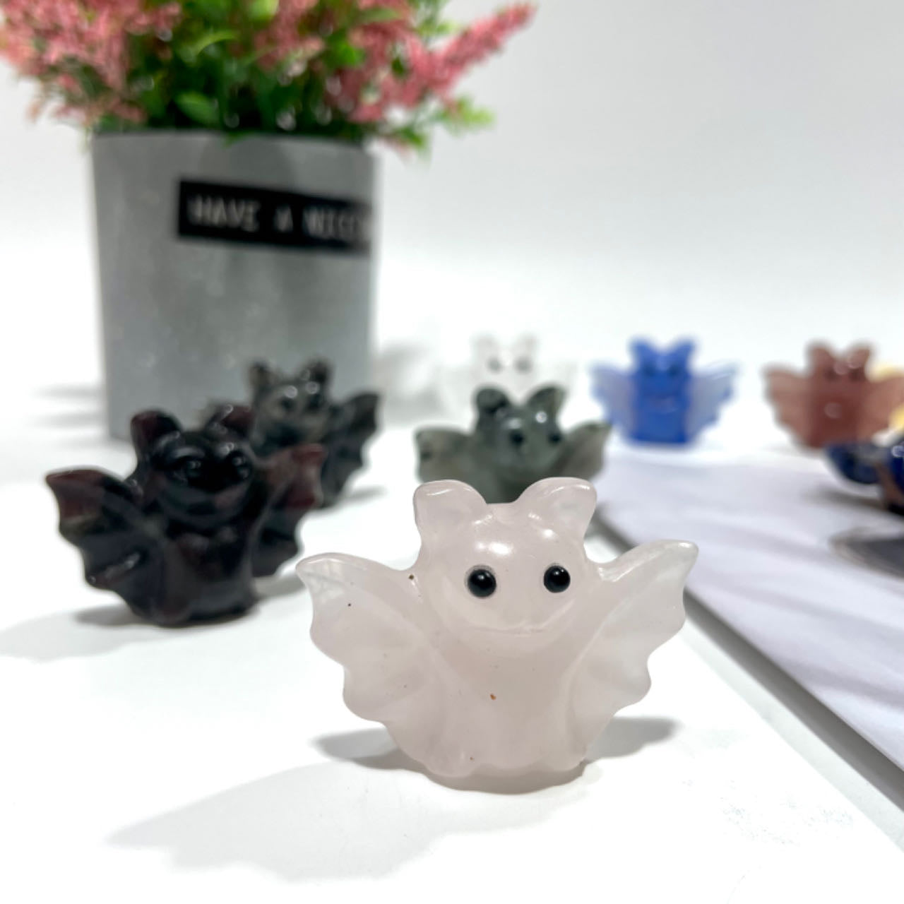 5 Counts Various Materials Halloween Bat Crystal Carving Healing Crystal Gem Reiki Healing Home Decor Crystal Jewelry Shop Pretty Crystals From IG Crystal