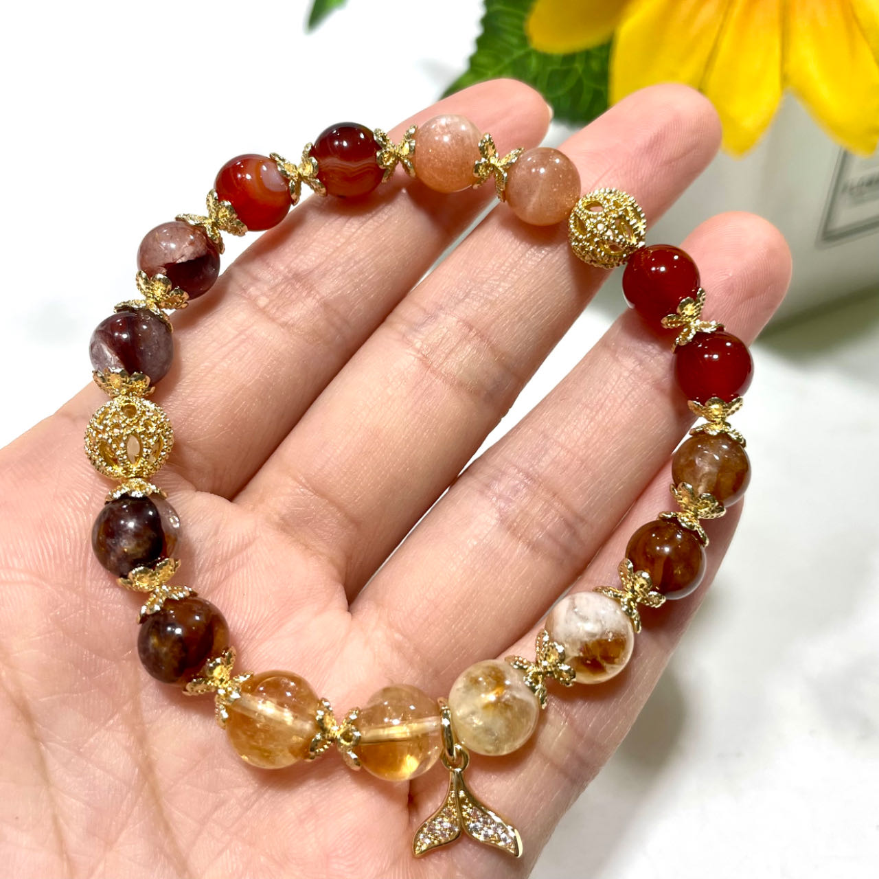 2 Counts DIY Bracelets Finished Product Morganite Fire Quartz Black Rutile Quartz Labradorite Sunstone Blue Tiger Eye Moss Agate Amethyst Clear Quartz Fluorite Original Natural Stone Healing Crystal From IG Crystal