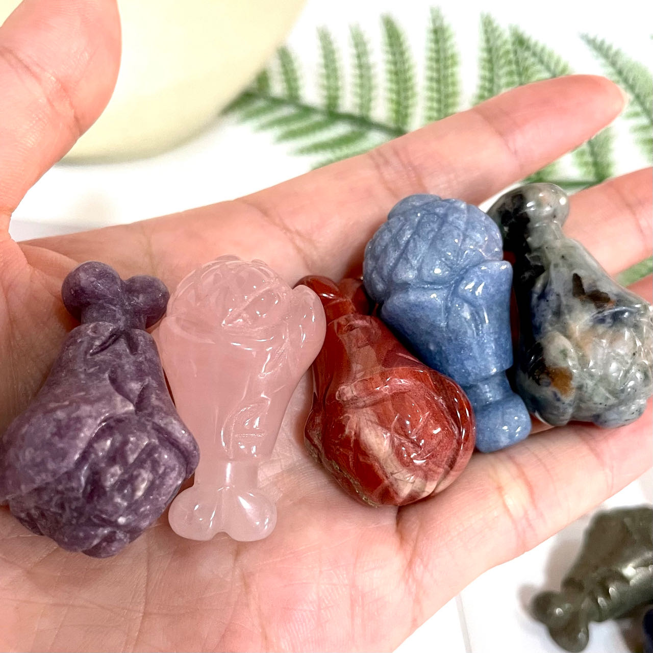 IG Crystal 8 Counts Different Material Chicken Leg Crystal Rose Quartz Clear Quartz Kiwi Jasper Sodalite Amethyst Opalite Unakite Healing Crystal