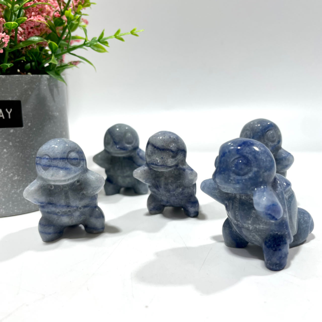 2 Counts Blue Aventurine Squirtle Crystal 5CM Pokemon Crystal Natural Gemstone Semi Precious Healing Crystals Enhance Positive Energy Home Decoration From IG Crystal