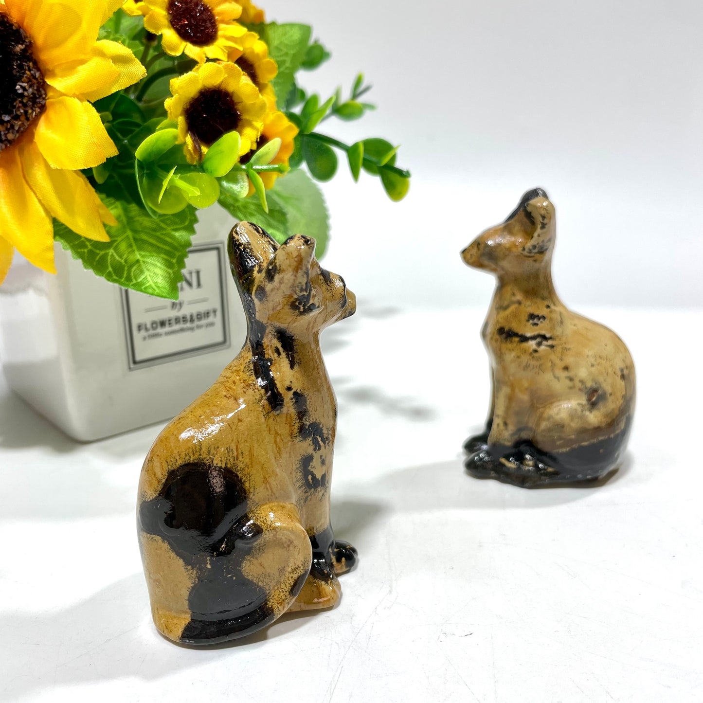 2 Counts Picture Jasper Egypt Cat Sphynx Cat Crystal Carving Healing Stones Natural Stone Chakra Balancing Reiki Home Office Decor From IG Crystal