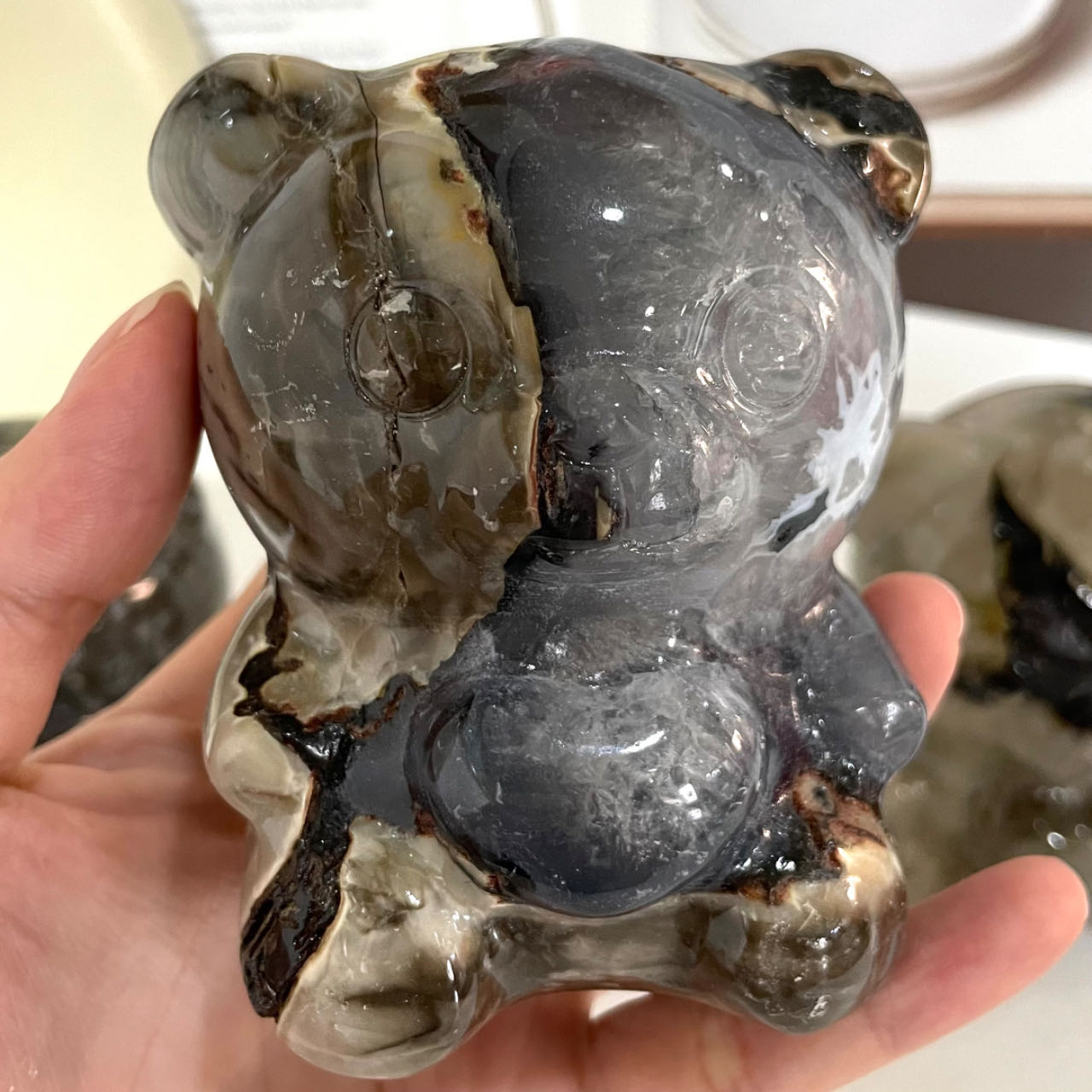 Agate Bear Crystal Healing Stone Animal Collectible Figurine Statue for Reiki From IG Crystal