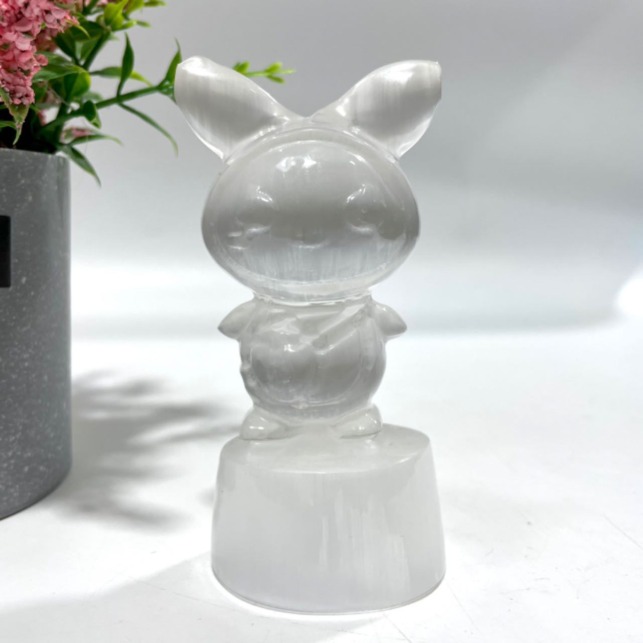 1 Count 10CM Selenite Snowman Christmas Tree Tower Bear Flower Fairy Angel Skull Crystal Natural Gemstone Semi Precious Healing Crystals Enhance Positive Energy Home Decoration From IG Crystal