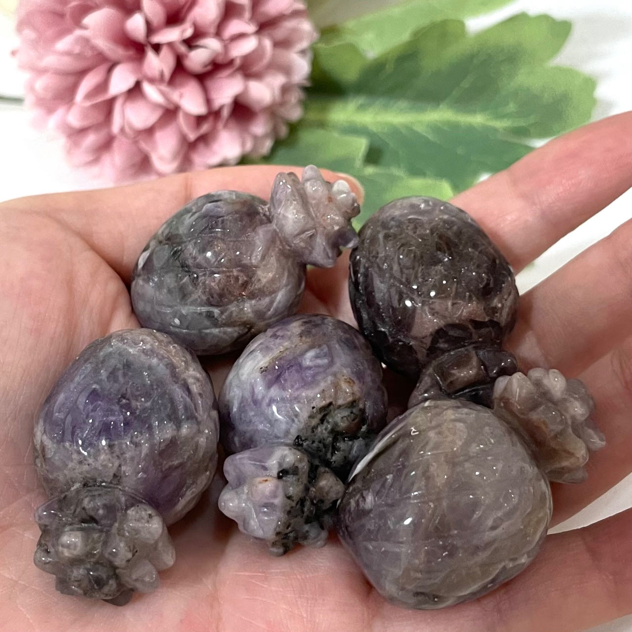 4PCS Small Amethyst Pineapple Healing Crystal Home Decoration From IG Crystal