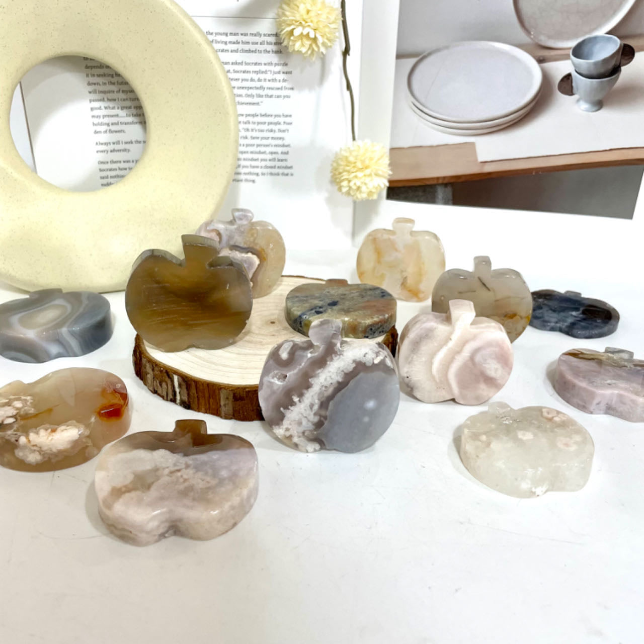 Apple Agate Crystal Healing Stone Stochastic 8~9PCS From IG Crystal