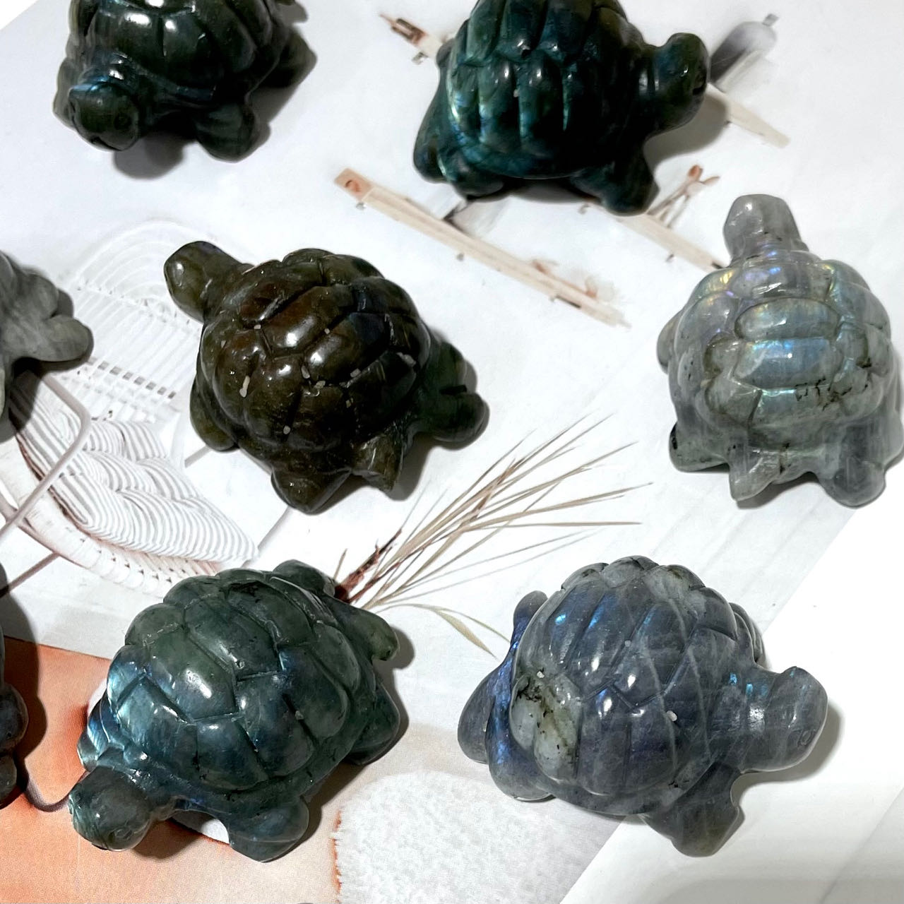 3 Counts Labradorite Tortoise Crystal Healing Crystal Home Decoration From IG Crystal