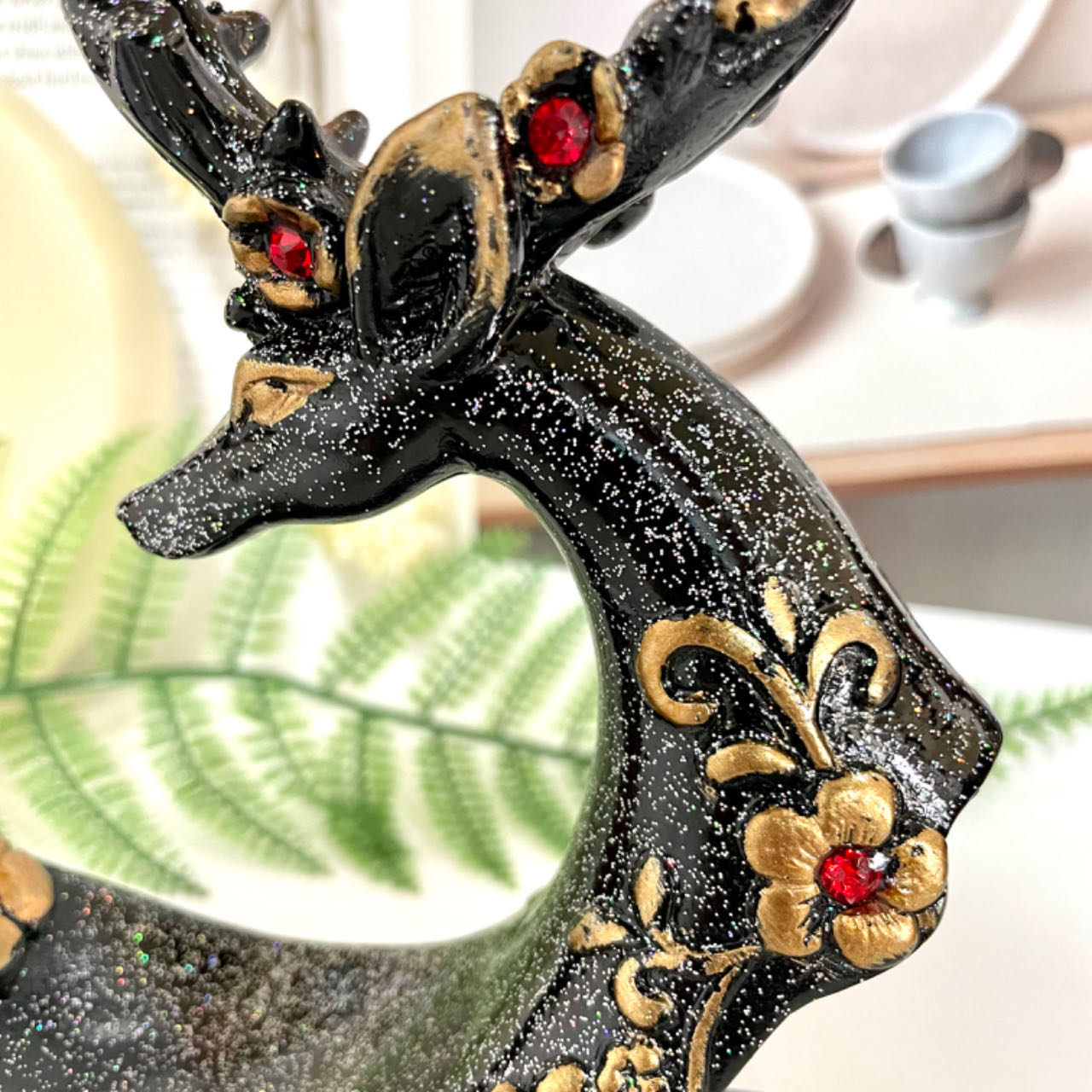 2PCS Deer Head Stand Black Blue Healing Stone Home Decoration For Crystal Ball From IG Crystal