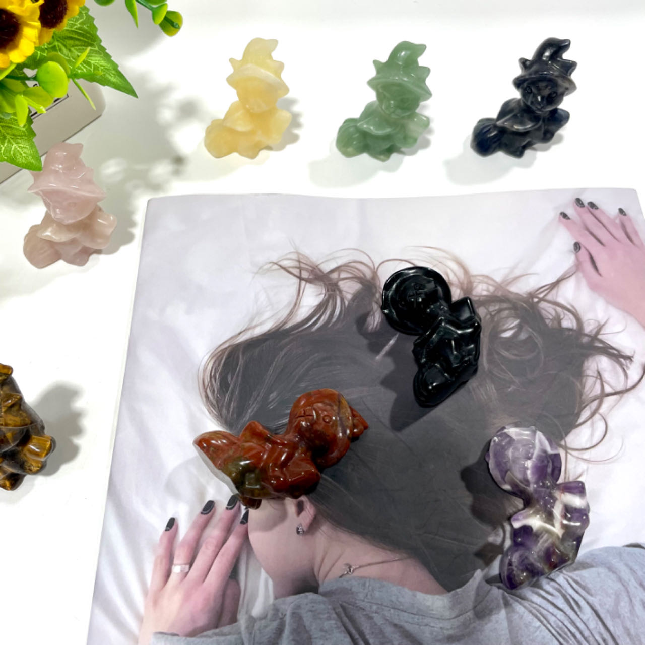 3 Counts Various Materials Witch Cat Crystal Carving Healing Crystal Gem Reiki Healing Home Decor Crystal Jewelry Shop Pretty Crystals From IG Crystal