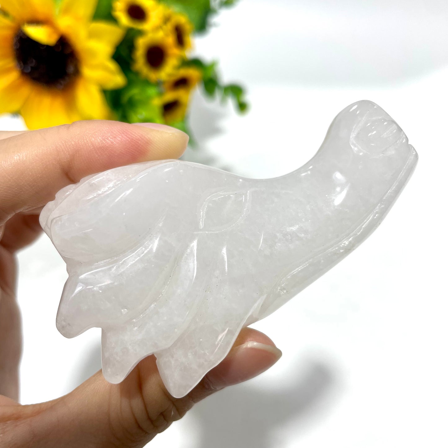 2 Counts Clear Quartz Dragon Head Crystal Carving Healing Stones Natural Stone Chakra Balancing Reiki Home Office Decor From IG Crystal