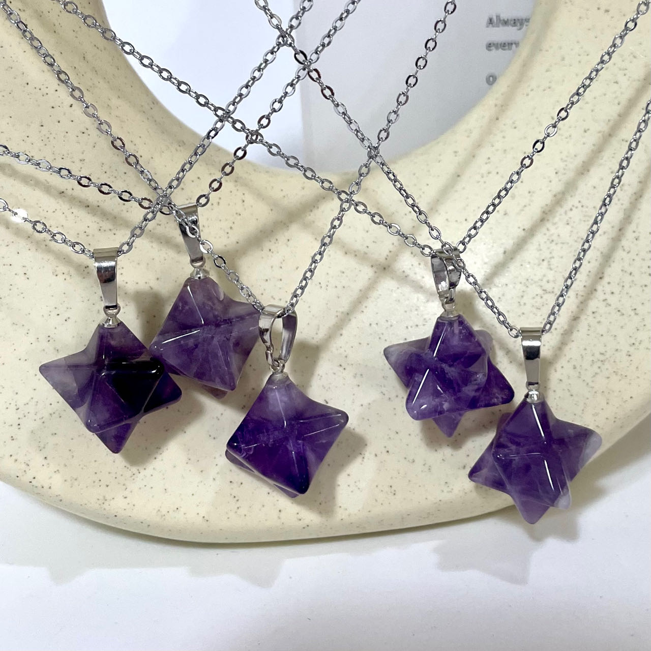 Crystal Necklace Ring Earrings Set Amethyst Clear Quartz Rose Quartz Charoite From IG Crystal