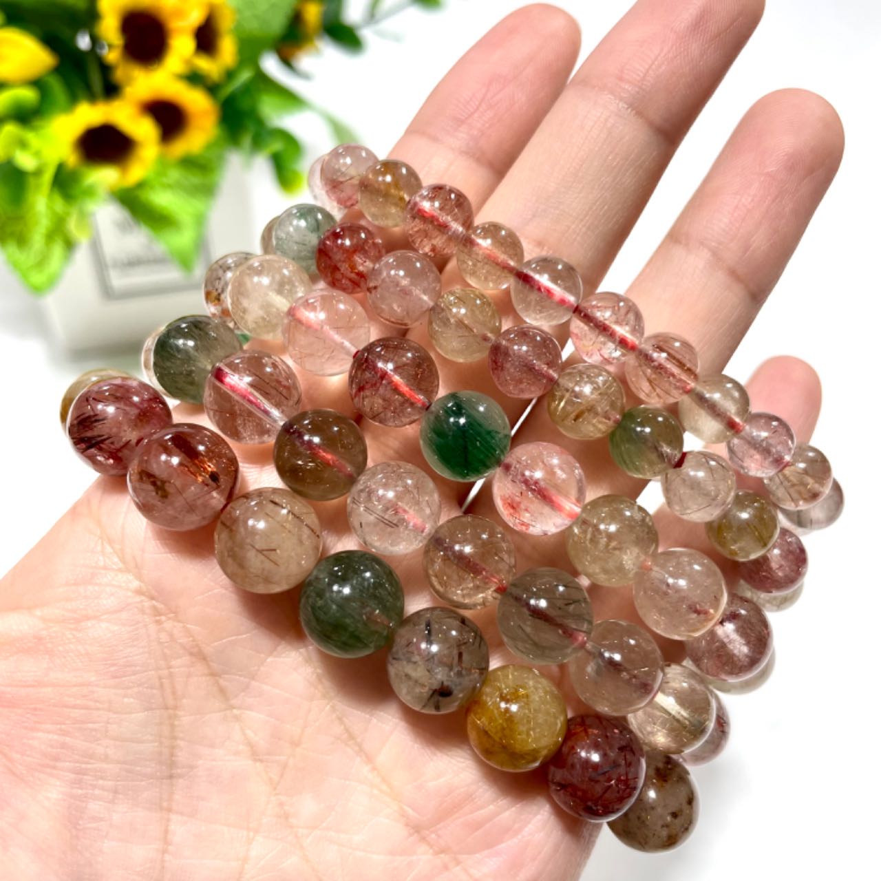 Rabbit Hair Crystal Bracelet 8~12mm Energy Healing Crystals Jewelry for Women DIY Bracelet From IG Crystal