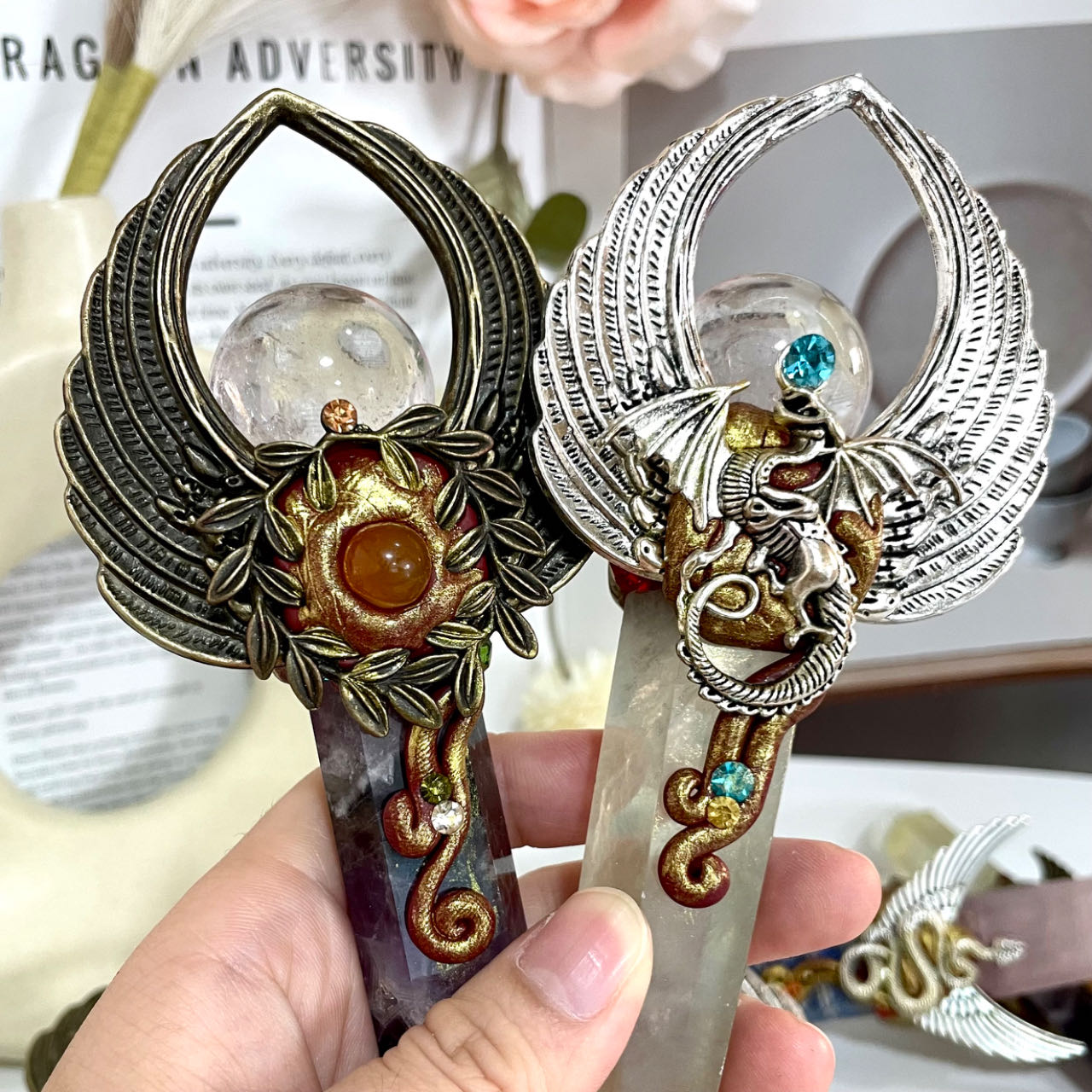 Different Maerail Magic Wands High Quality Natural Flourite Citrine Apatite Amethyst Rose Quartz From IG Crystal