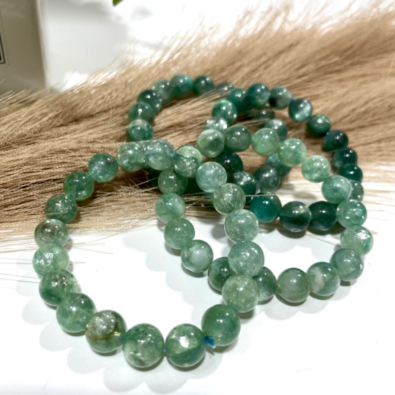 1 Count Green Mika Crystal Bracelet 11~12mm Energy Healing Crystals Jewelry for Women DIY Bracelet From IG Crystal