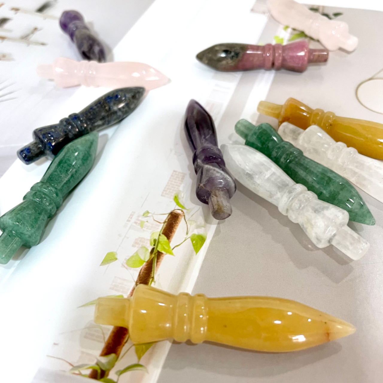 IG Crystal Bullet Crystals 10 Counts Rose Quartz Clear Quartz Amethyst Rohdnite Green Aventurine Sodalite Yellow Jade Healing Stone Home decoration
