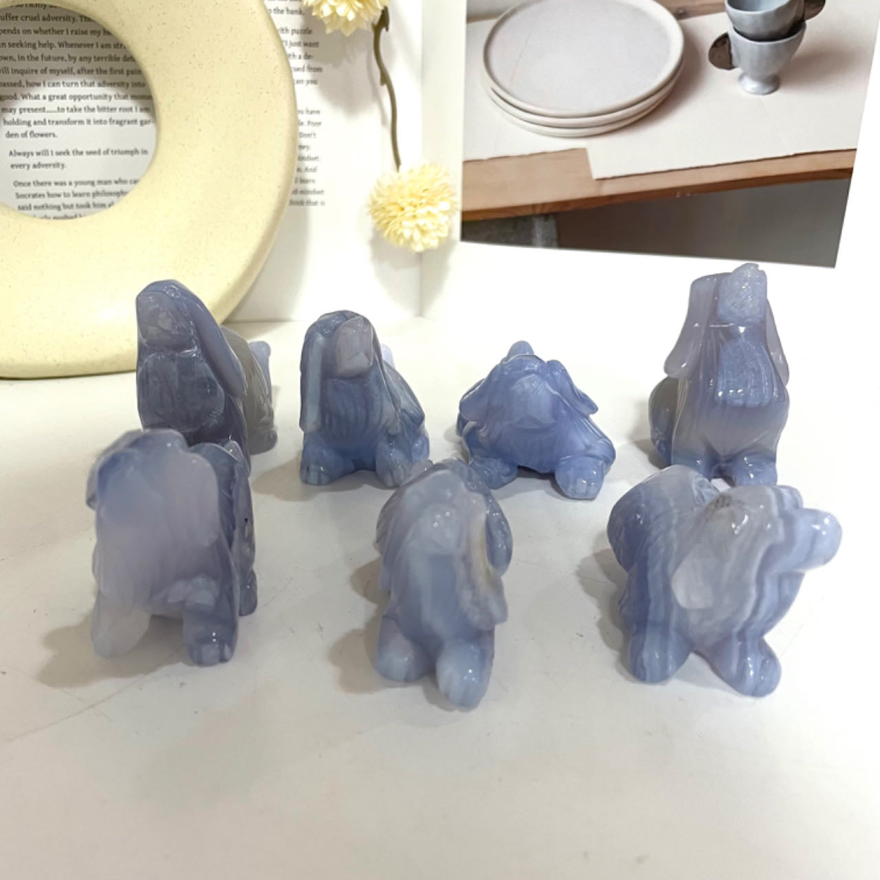 Blue Lace Agate Dog Crystal Healing Stone Home Decoration Stochastic 1PCS From IG Crystal